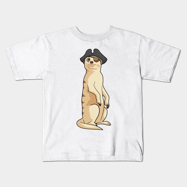 Meerkat as Pirate with Pirate hat Kids T-Shirt by Markus Schnabel